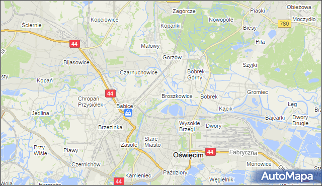 mapa Broszkowice, Broszkowice na mapie Targeo