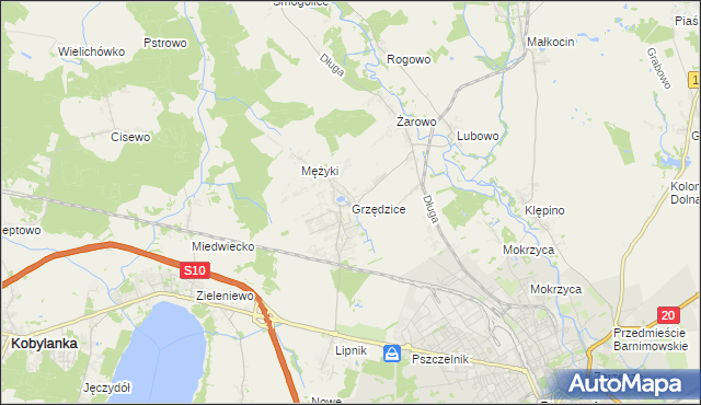 mapa Grzędzice, Grzędzice na mapie Targeo