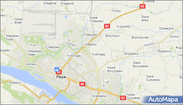 mapa Kostrogaj, Kostrogaj na mapie Targeo