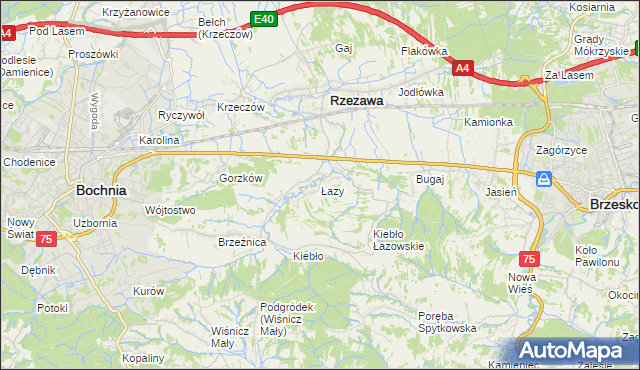 mapa Łazy gmina Rzezawa, Łazy gmina Rzezawa na mapie Targeo