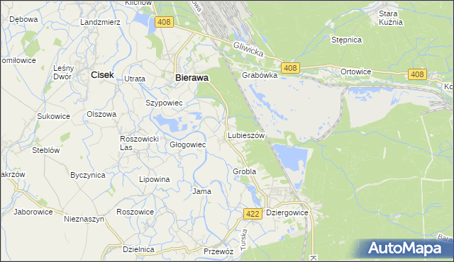 mapa Lubieszów gmina Bierawa, Lubieszów gmina Bierawa na mapie Targeo