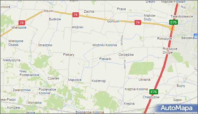 mapa Piekarki, Piekarki na mapie Targeo