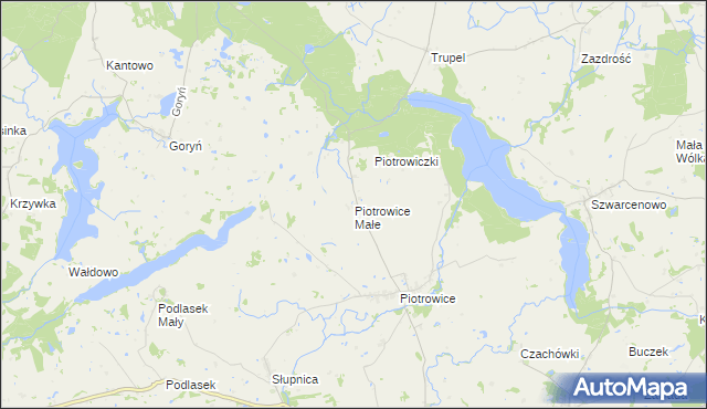 mapa Piotrowice Małe gmina Biskupiec, Piotrowice Małe gmina Biskupiec na mapie Targeo