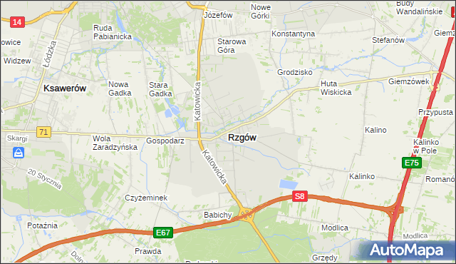 mapa Rzgów powiat łódzki wschodni, Rzgów powiat łódzki wschodni na mapie Targeo