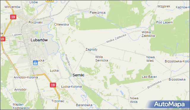 mapa Wola Sernicka, Wola Sernicka na mapie Targeo