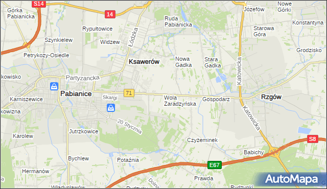 mapa Wola Zaradzyńska, Wola Zaradzyńska na mapie Targeo