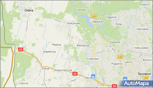 mapa Bezrzecze, Bezrzecze na mapie Targeo