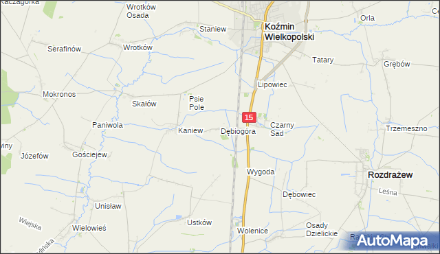 mapa Dębiogóra, Dębiogóra na mapie Targeo