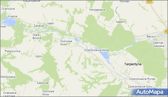mapa Dzierzkowice-Wola, Dzierzkowice-Wola na mapie Targeo