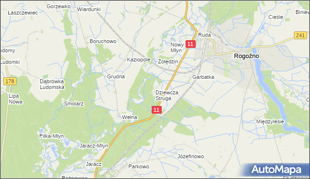 mapa Dziewcza Struga, Dziewcza Struga na mapie Targeo