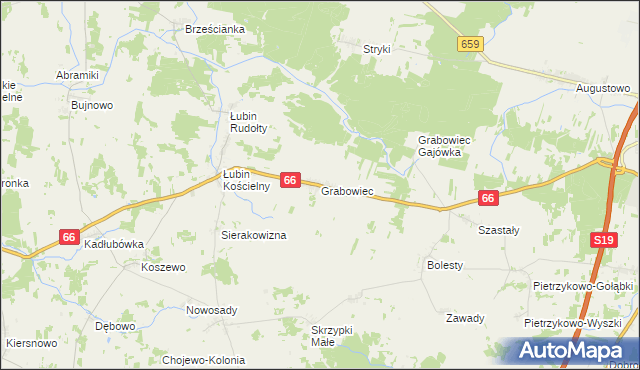 mapa Grabowiec gmina Bielsk Podlaski, Grabowiec gmina Bielsk Podlaski na mapie Targeo