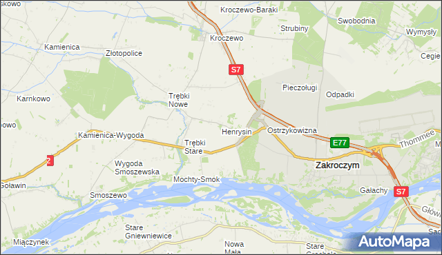 mapa Henrysin gmina Zakroczym, Henrysin gmina Zakroczym na mapie Targeo