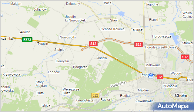 mapa Janów gmina Chełm, Janów gmina Chełm na mapie Targeo