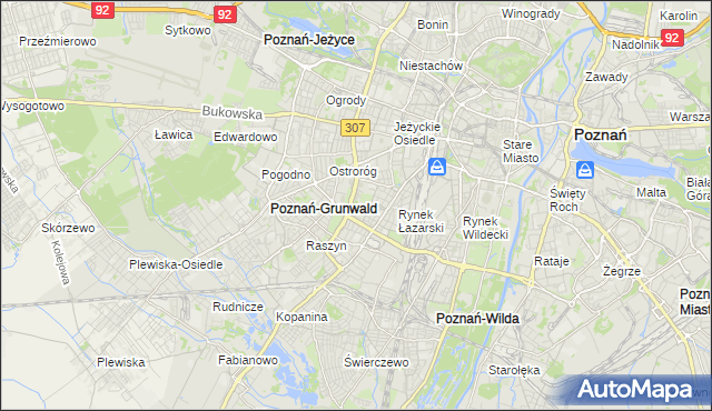 mapa Łazarz gmina Poznań, Łazarz gmina Poznań na mapie Targeo