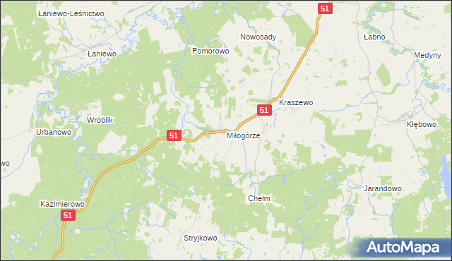 mapa Miłogórze, Miłogórze na mapie Targeo