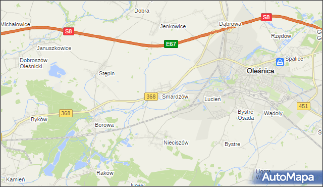 mapa Smardzów gmina Oleśnica, Smardzów gmina Oleśnica na mapie Targeo