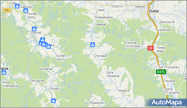 mapa Chyrowa, Chyrowa na mapie Targeo