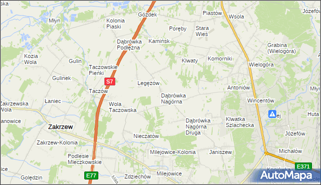 mapa Dąbrówka Nagórna, Dąbrówka Nagórna na mapie Targeo