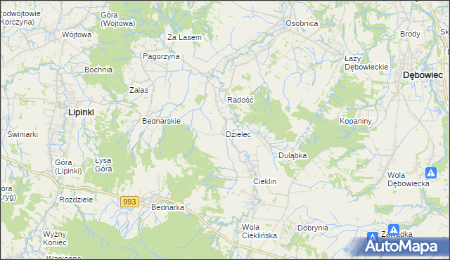 mapa Dzielec, Dzielec na mapie Targeo