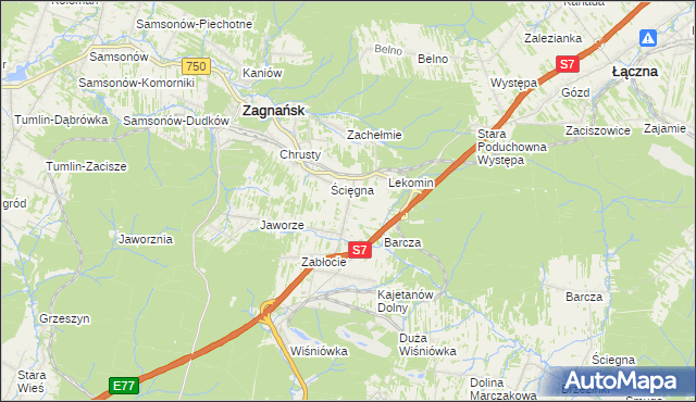 mapa Gruszka gmina Zagnańsk, Gruszka gmina Zagnańsk na mapie Targeo