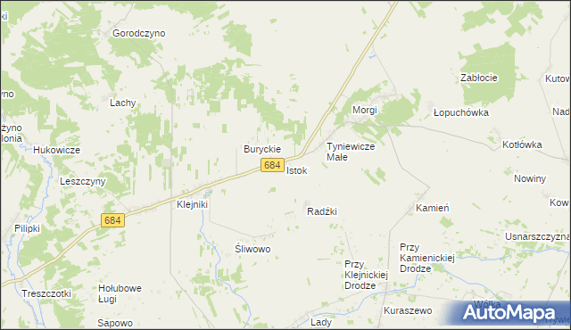 mapa Istok gmina Narew, Istok gmina Narew na mapie Targeo