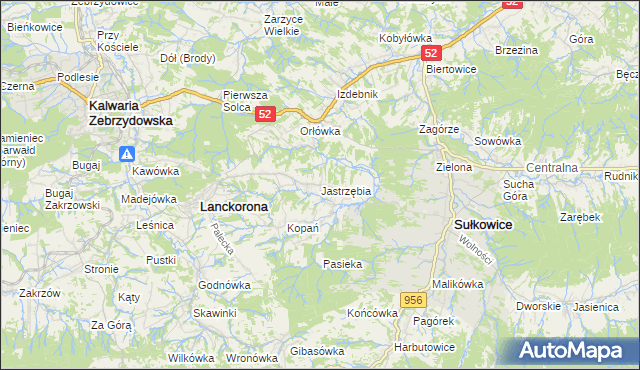 mapa Jastrzębia gmina Lanckorona, Jastrzębia gmina Lanckorona na mapie Targeo