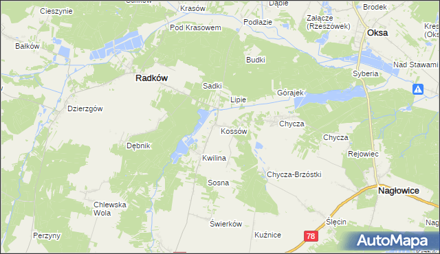 mapa Kossów, Kossów na mapie Targeo