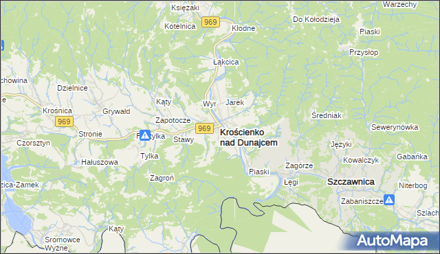 mapa Krościenko nad Dunajcem, Krościenko nad Dunajcem na mapie Targeo