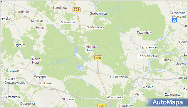 mapa Michala Góra Leśniczówka, Michala Góra Leśniczówka na mapie Targeo