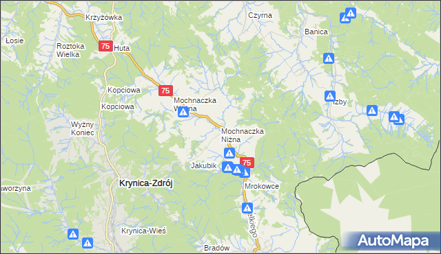 mapa Mochnaczka Niżna, Mochnaczka Niżna na mapie Targeo