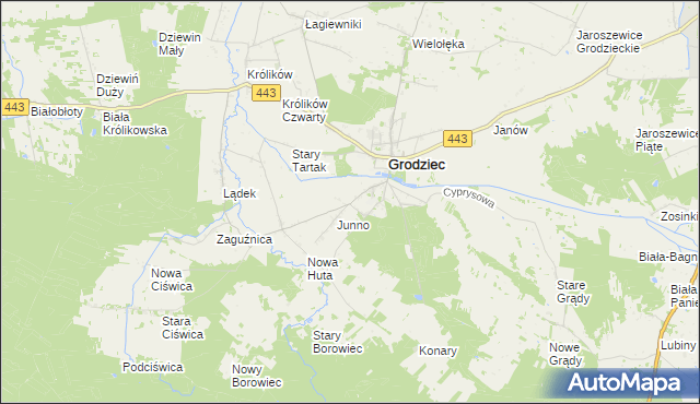 mapa Mokre gmina Grodziec, Mokre gmina Grodziec na mapie Targeo