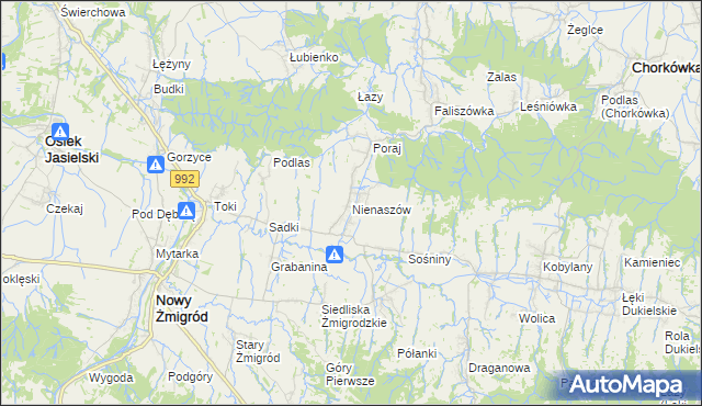 mapa Nienaszów, Nienaszów na mapie Targeo