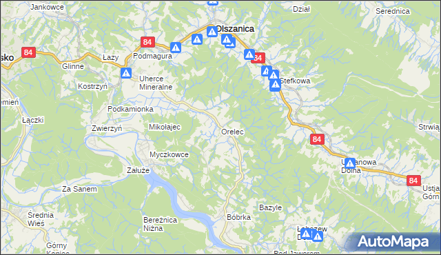 mapa Orelec, Orelec na mapie Targeo
