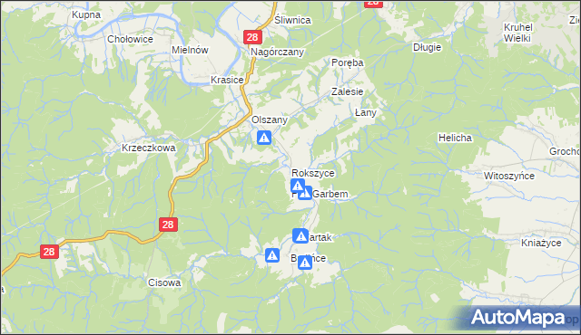 mapa Rokszyce gmina Krasiczyn, Rokszyce gmina Krasiczyn na mapie Targeo