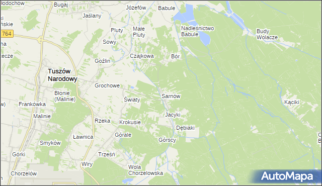 mapa Sarnów gmina Tuszów Narodowy, Sarnów gmina Tuszów Narodowy na mapie Targeo