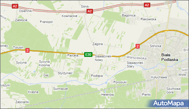 mapa Sławacinek Nowy, Sławacinek Nowy na mapie Targeo