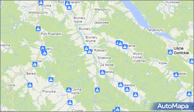 mapa Śnietnica, Śnietnica na mapie Targeo