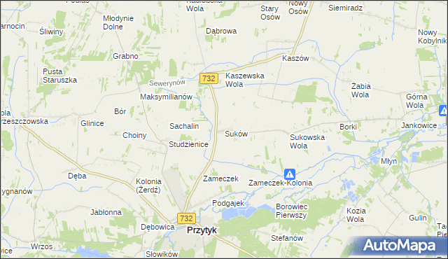 mapa Suków gmina Przytyk, Suków gmina Przytyk na mapie Targeo
