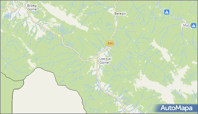 mapa Ustrzyki Górne, Ustrzyki Górne na mapie Targeo