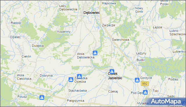 mapa Załęże gmina Osiek Jasielski, Załęże gmina Osiek Jasielski na mapie Targeo