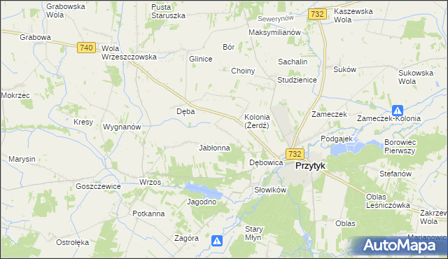 mapa Żerdź gmina Przytyk, Żerdź gmina Przytyk na mapie Targeo