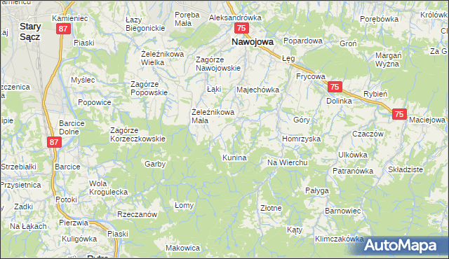 mapa Bącza-Kunina, Bącza-Kunina na mapie Targeo