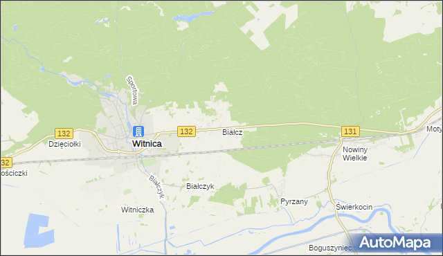 mapa Białcz gmina Witnica, Białcz gmina Witnica na mapie Targeo