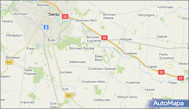 mapa Białe Błoto gmina Sierpc, Białe Błoto gmina Sierpc na mapie Targeo
