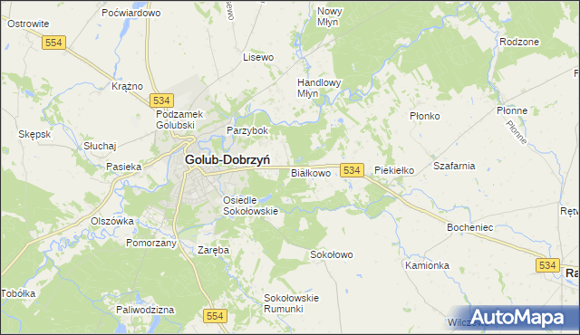 mapa Białkowo gmina Golub-Dobrzyń, Białkowo gmina Golub-Dobrzyń na mapie Targeo