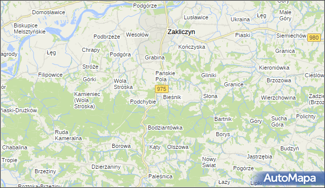 mapa Bieśnik gmina Zakliczyn, Bieśnik gmina Zakliczyn na mapie Targeo
