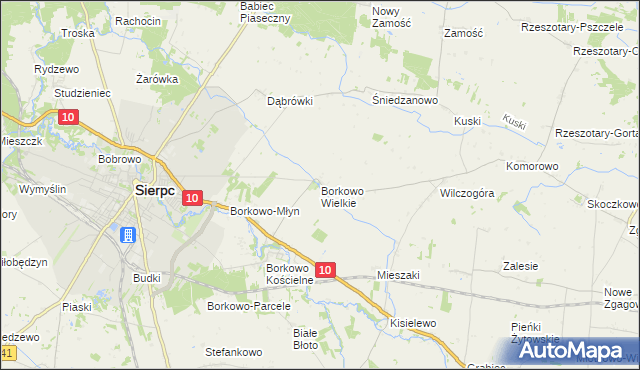 mapa Borkowo Wielkie gmina Sierpc, Borkowo Wielkie gmina Sierpc na mapie Targeo