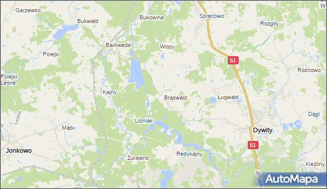 mapa Brąswałd, Brąswałd na mapie Targeo