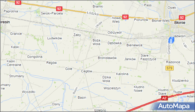 mapa Bronisławów gmina Baranów, Bronisławów gmina Baranów na mapie Targeo