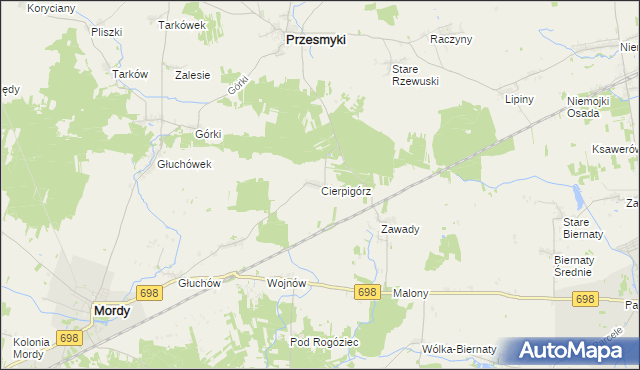 mapa Cierpigórz gmina Przesmyki, Cierpigórz gmina Przesmyki na mapie Targeo